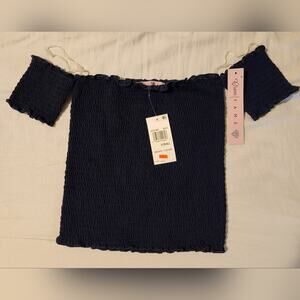 Crave Fame Cold Shoulder Smocked Crop Top Size XS. Nwt